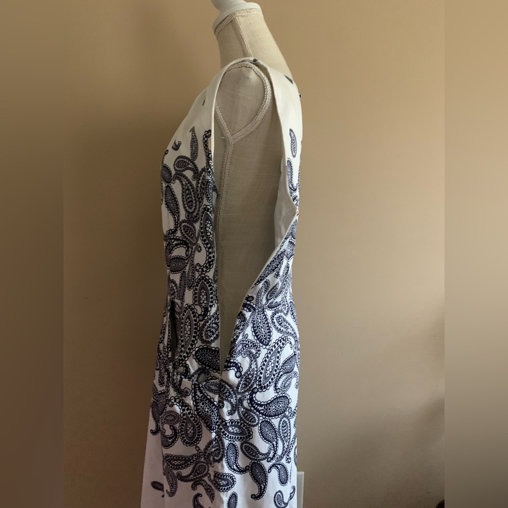 Nine West White Dress with Blue Paisley Design - Picture 5 of 14